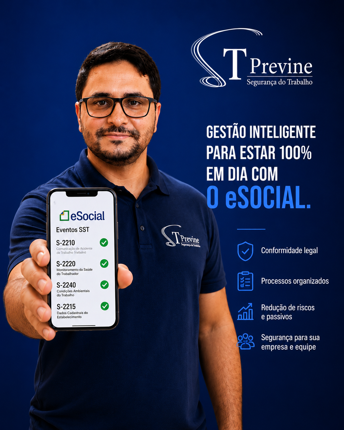 Profissional da ST Previne em acompanhamento tcnico de eSocial e avaliação em campo.
